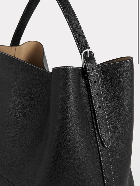 Toteme Black Pebbled Leather Hobo Bag - Picture 6 of 14